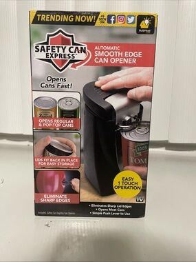 Brand New Bulbhead Safety Can Express Auto Smooth Edge Can Opener Black/Silver